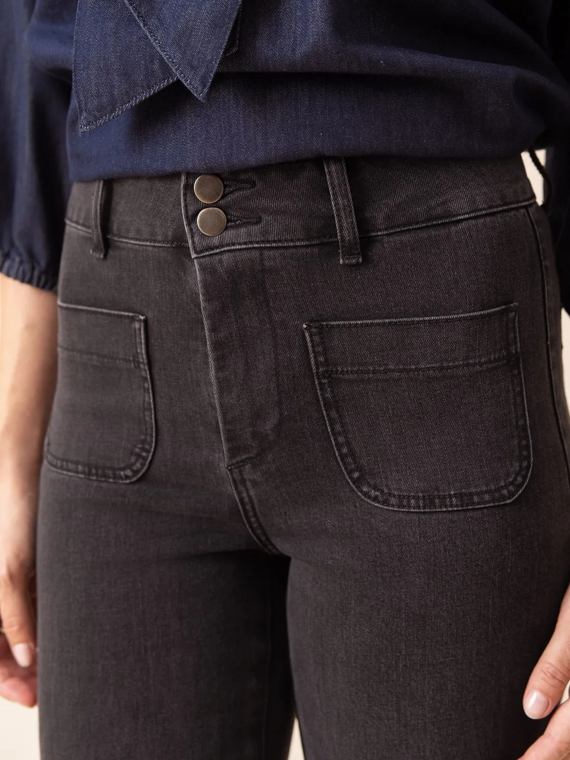 Oraije Elena jeans flare grigio medio cotone