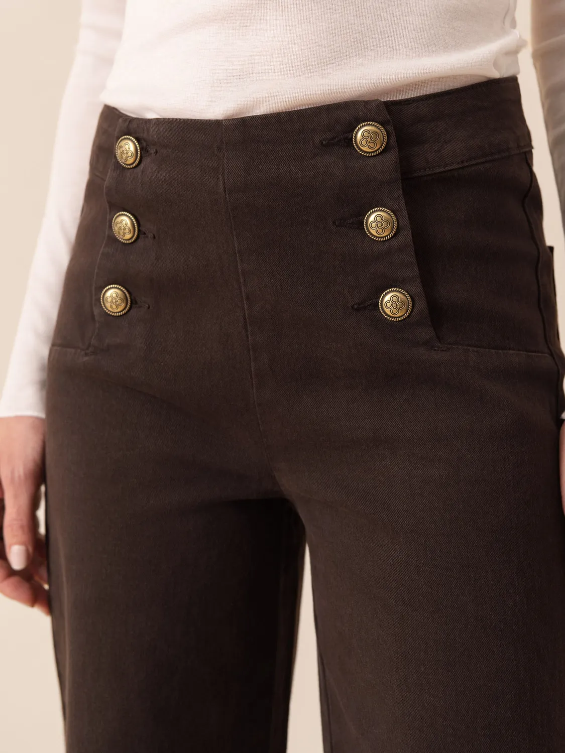 Oraije Victorine jeans wide cioccolato iconico