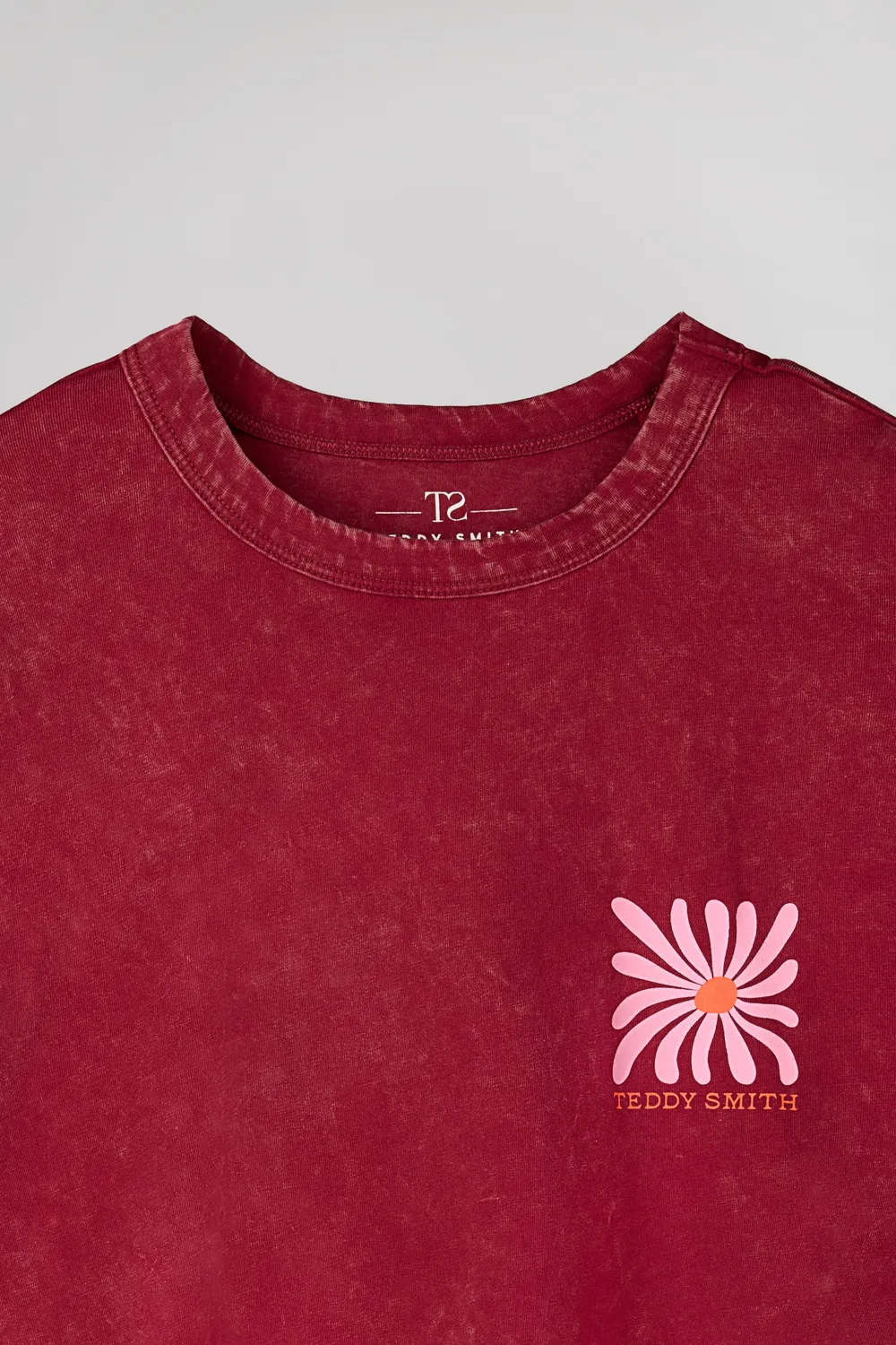 Teddy Smith T-Florali MC Grenat T-Shirt Donna Granata