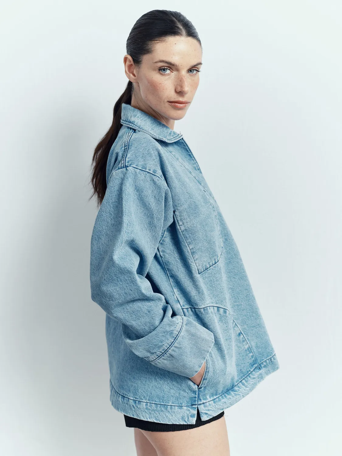 acquaverde Marina camicia denim bleach oversize
