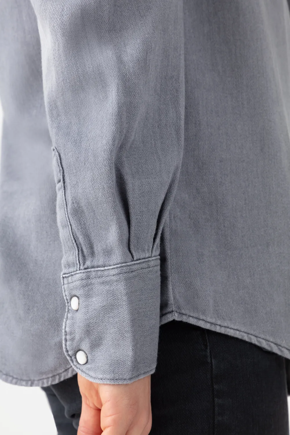 acquaverde Clyde Used Grey camicia western bottoni