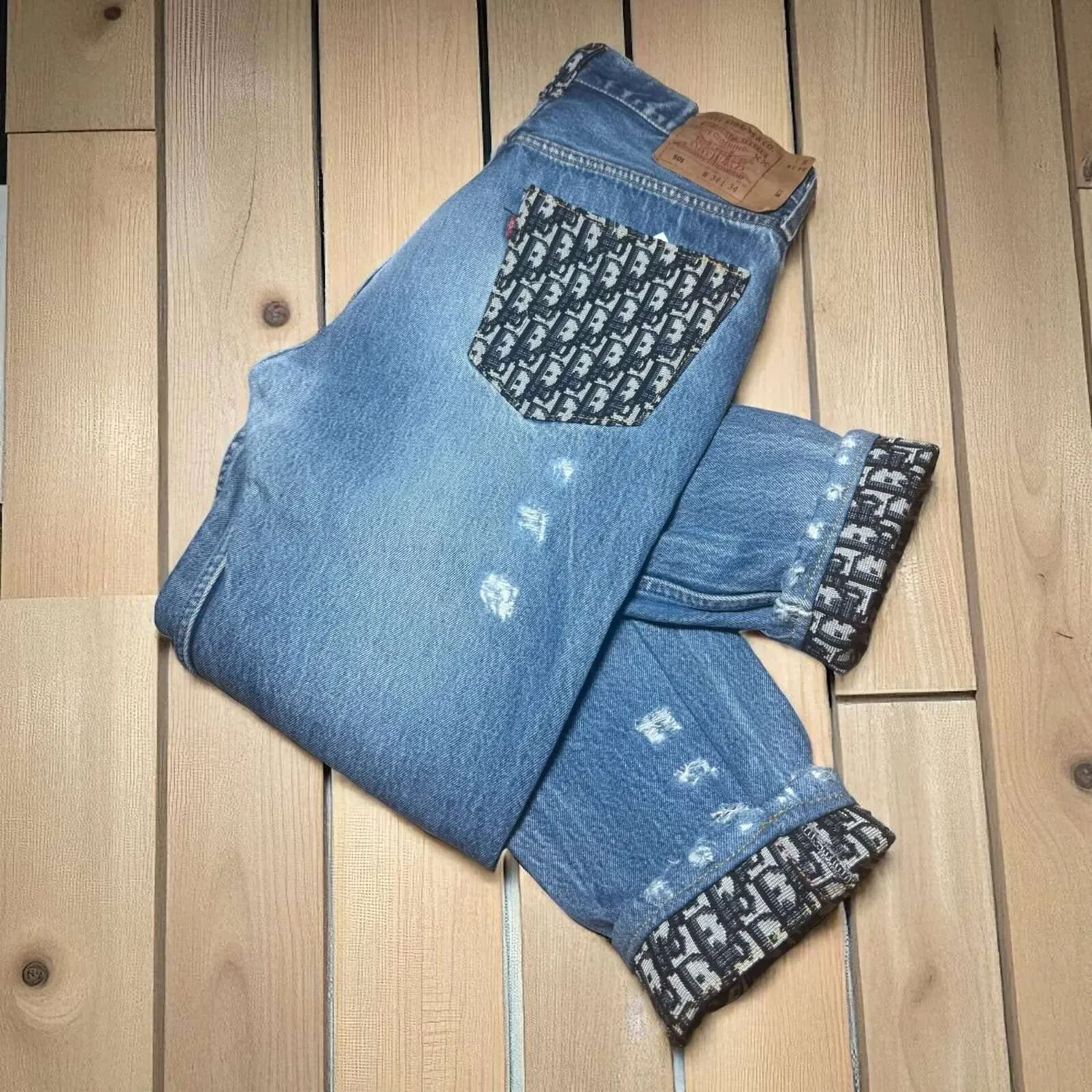 Never Say Never Dior 25 jeans vintage personalizzato