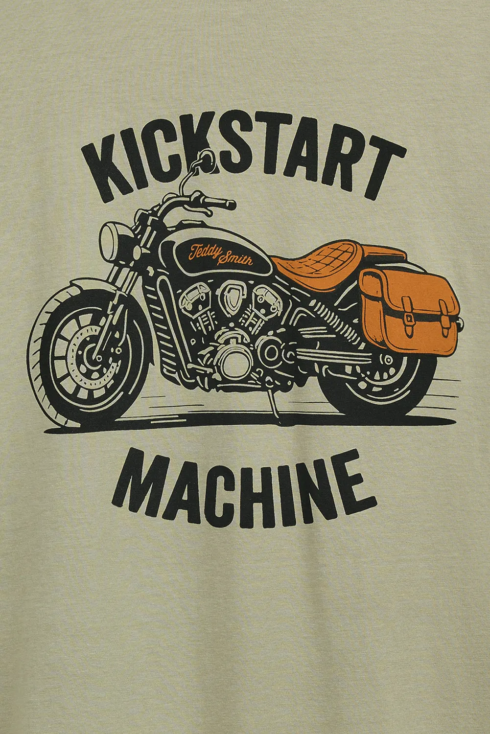 Teddy Smith T-Carso MC t-shirt uomo kaki stampa moto