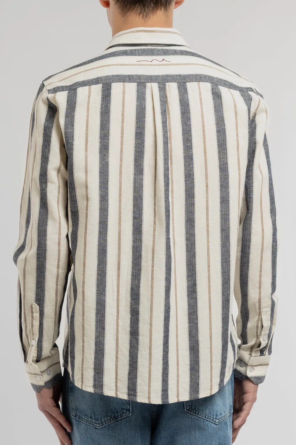 Teddy Smith C-Darius camicia uomo lino righe blu navy