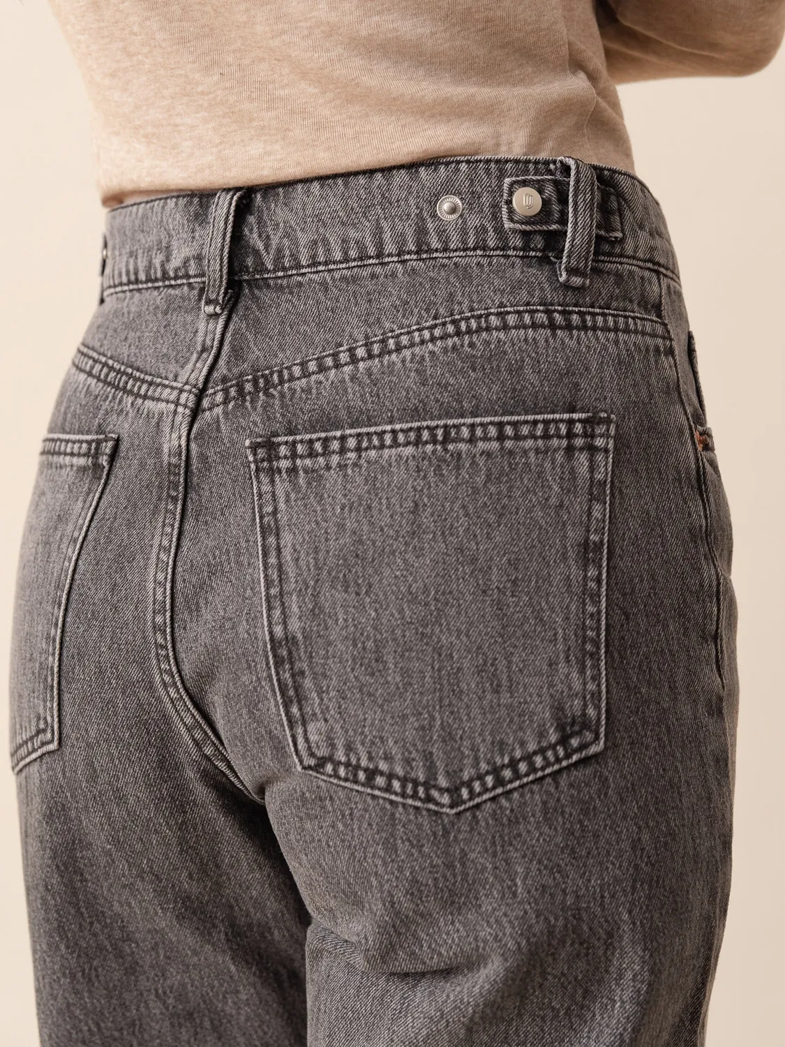 Oraije Alix jeans straight grigio bottoni in vita