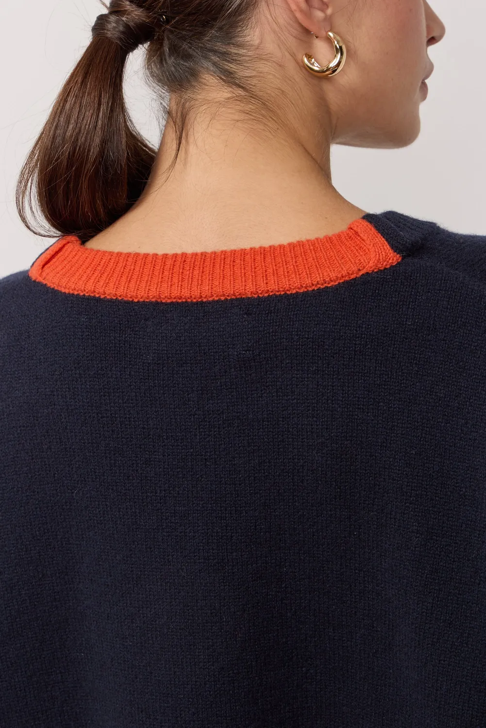 Acquaverde Classique pull encre et orange merino
