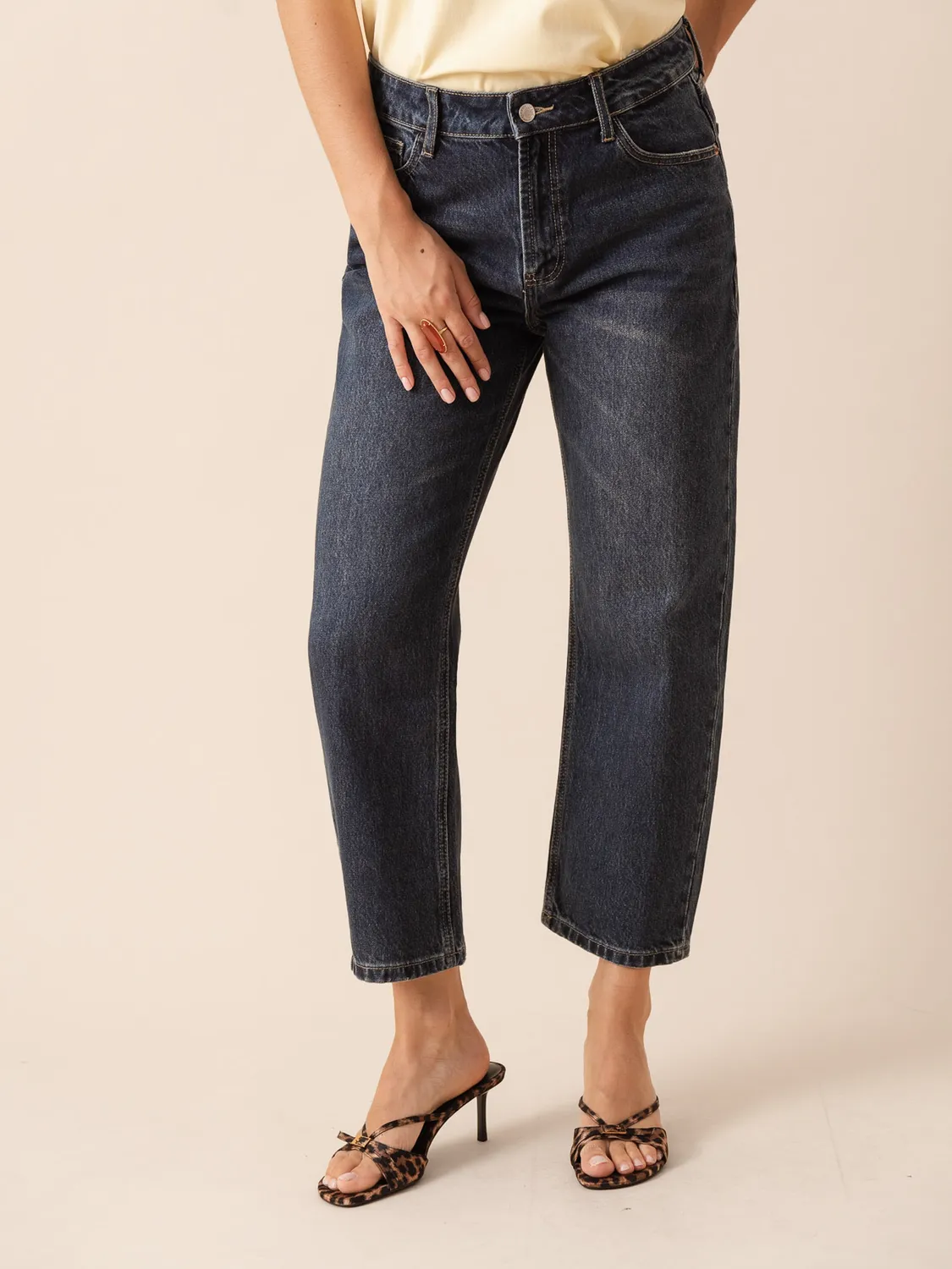 Oraije Boy jeans barrel blu scuro