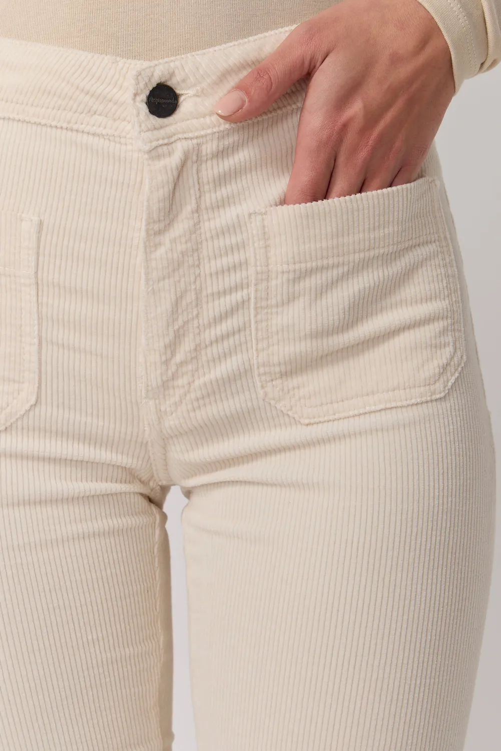 acquaverde Carlotta pantaloni velluto Cream cropped