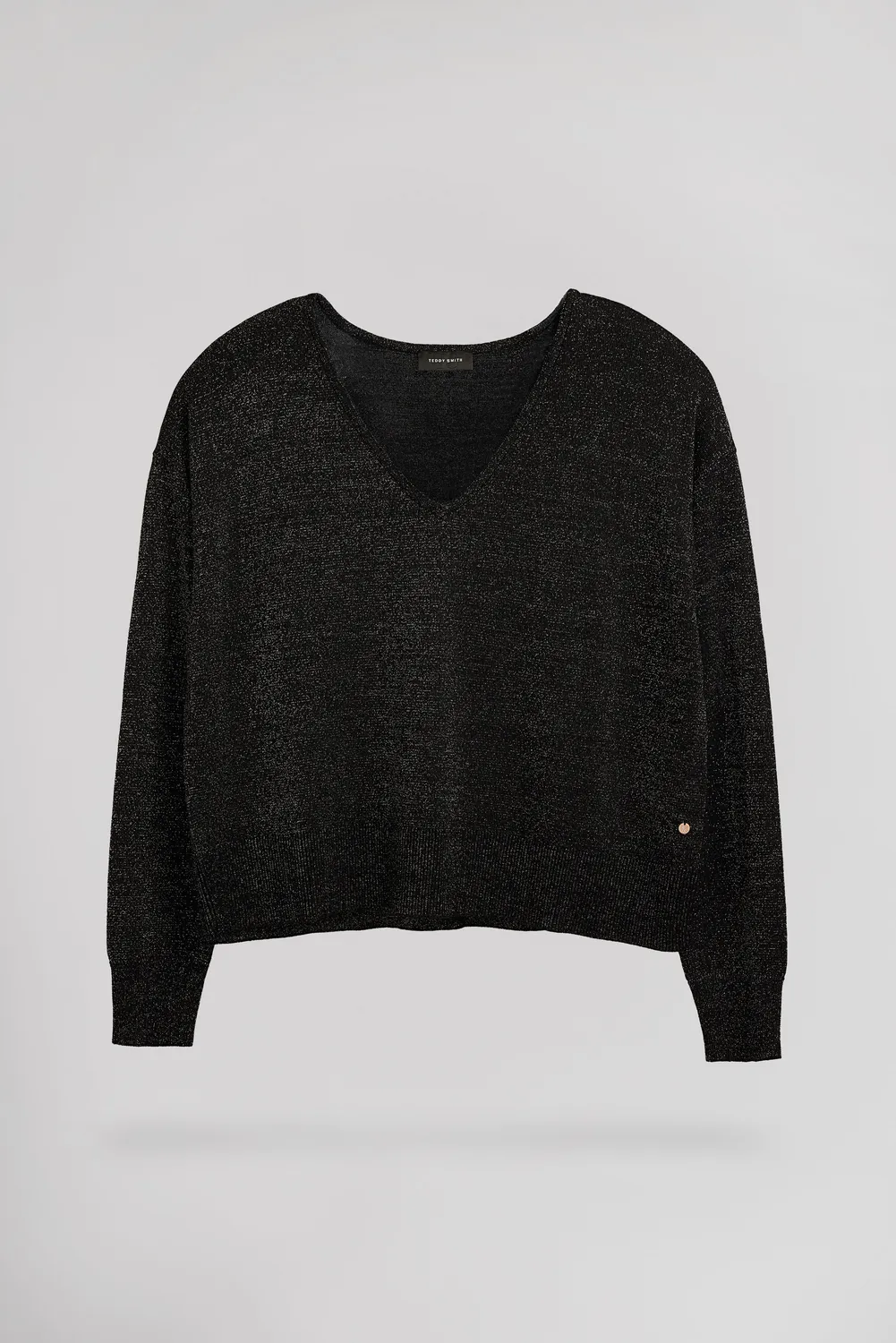 Teddy Smith Lizie Pull Donna Nero Lurex Scollo V
