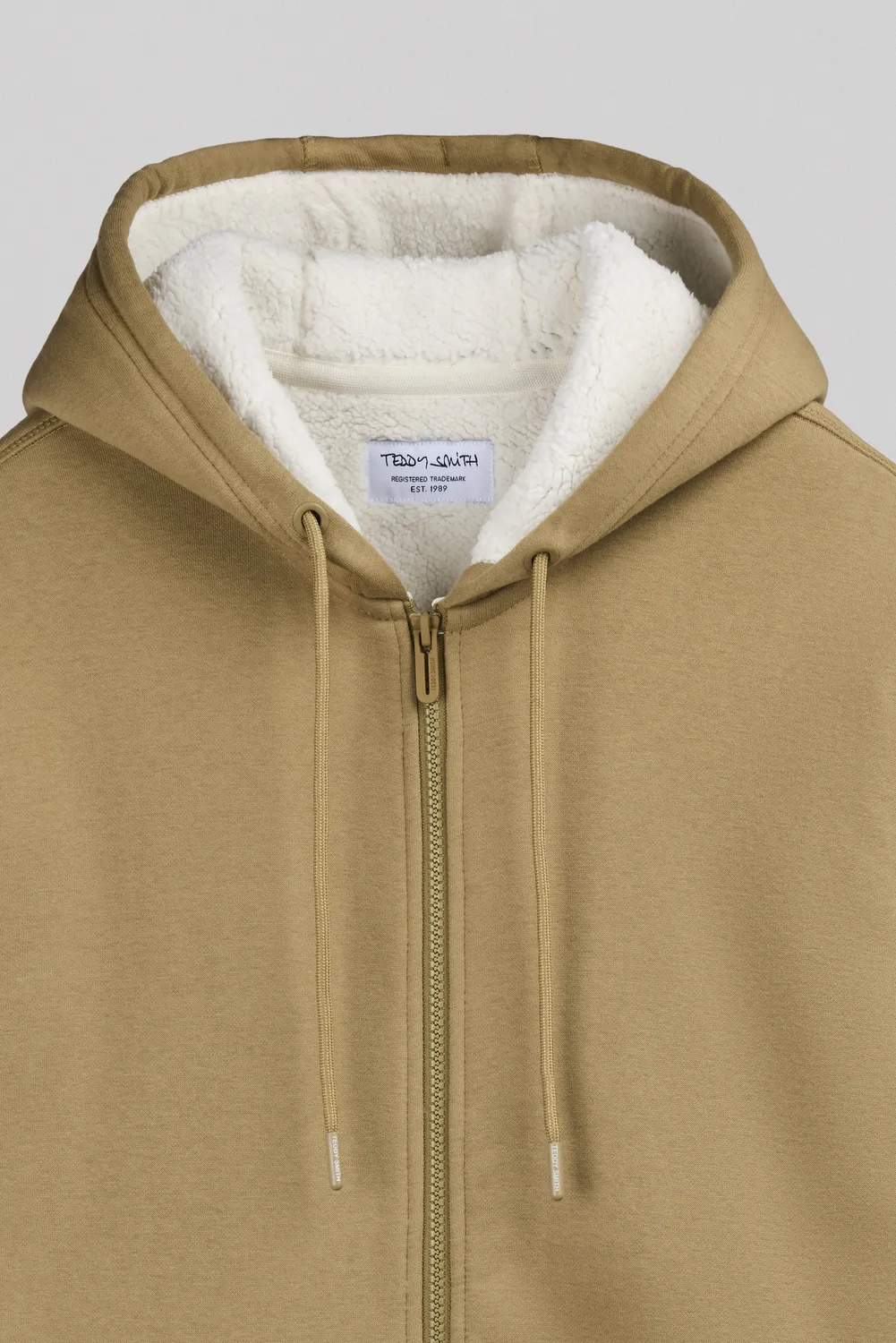 Teddy Smith G-Ony Hoody Zip felpa beige uomo sherpa