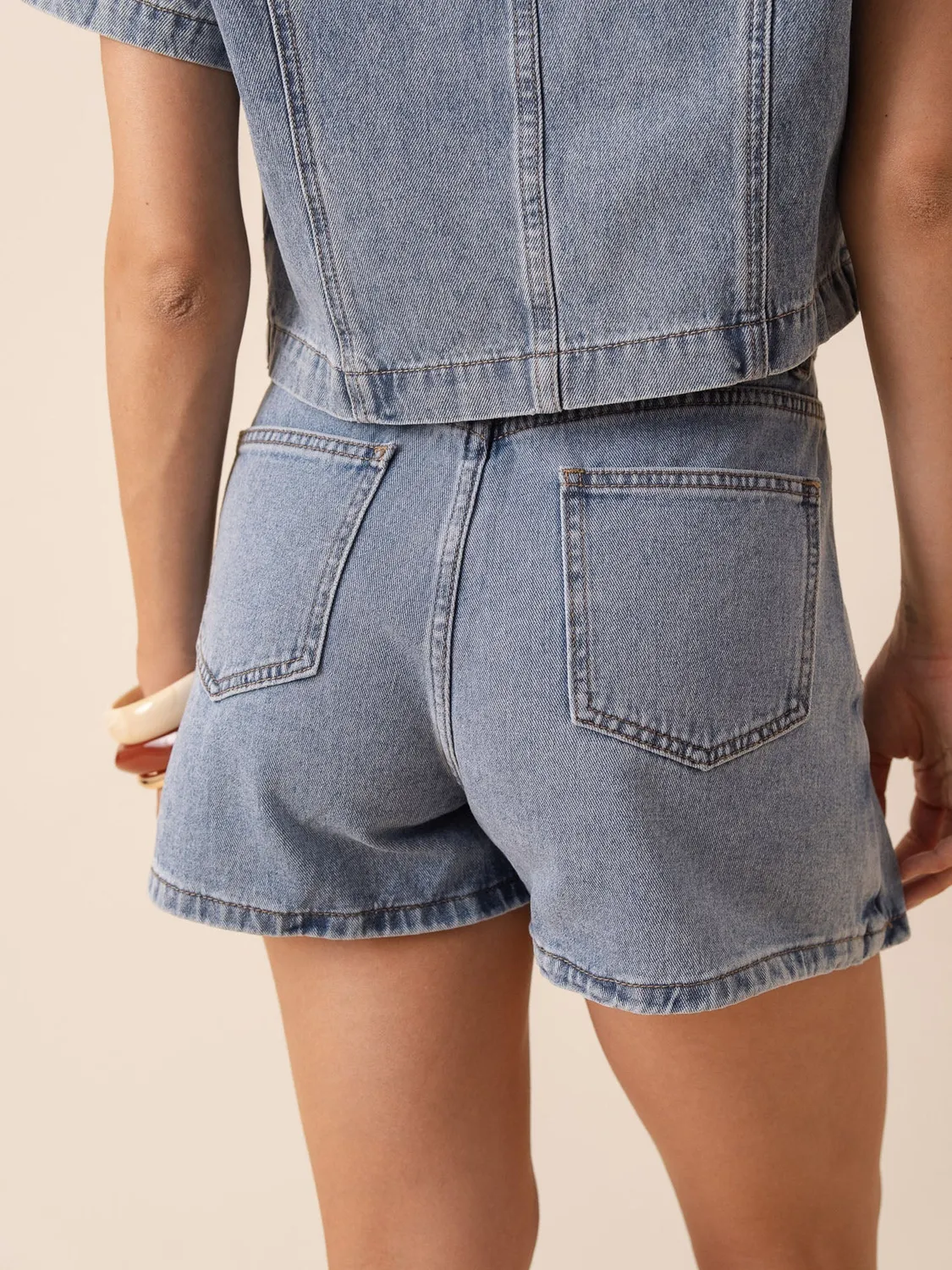 Oraije Jadene gonna shorts denim blu stone
