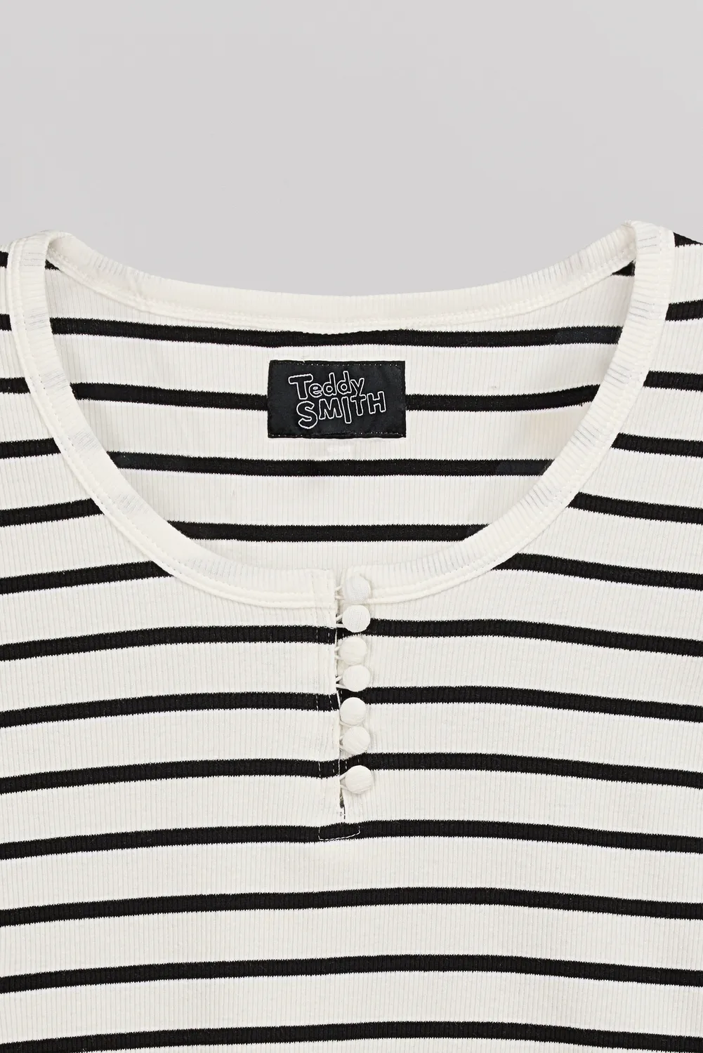 Teddy Smith T-Arya ML t-shirt manica lunga middle white righe