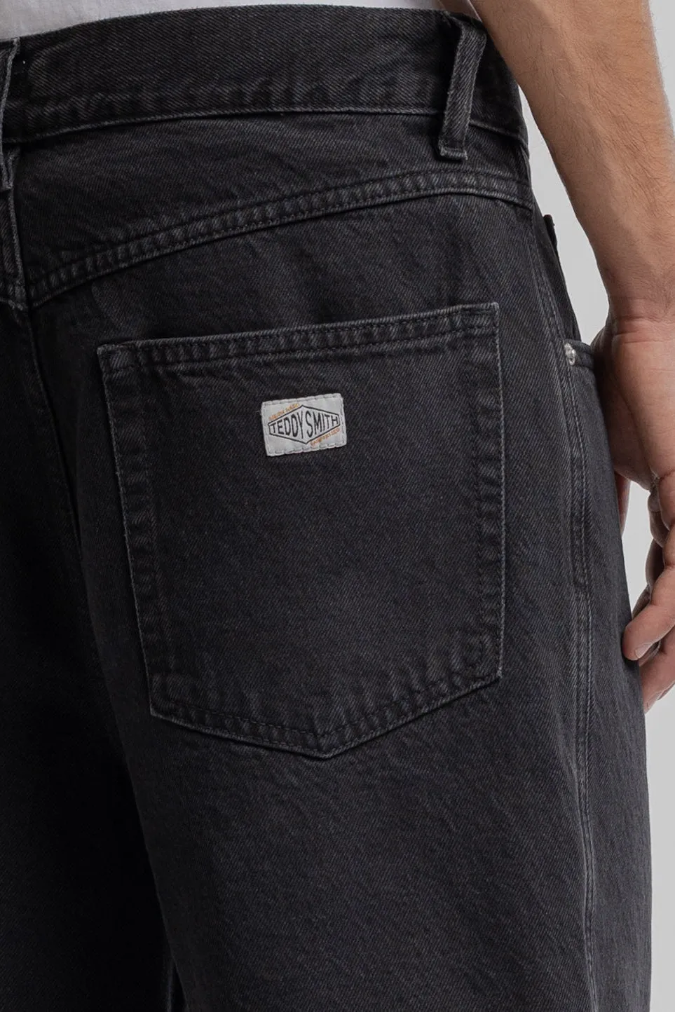 Teddy Smith S-Axel Shorts Jeans Uomo Nero Usato