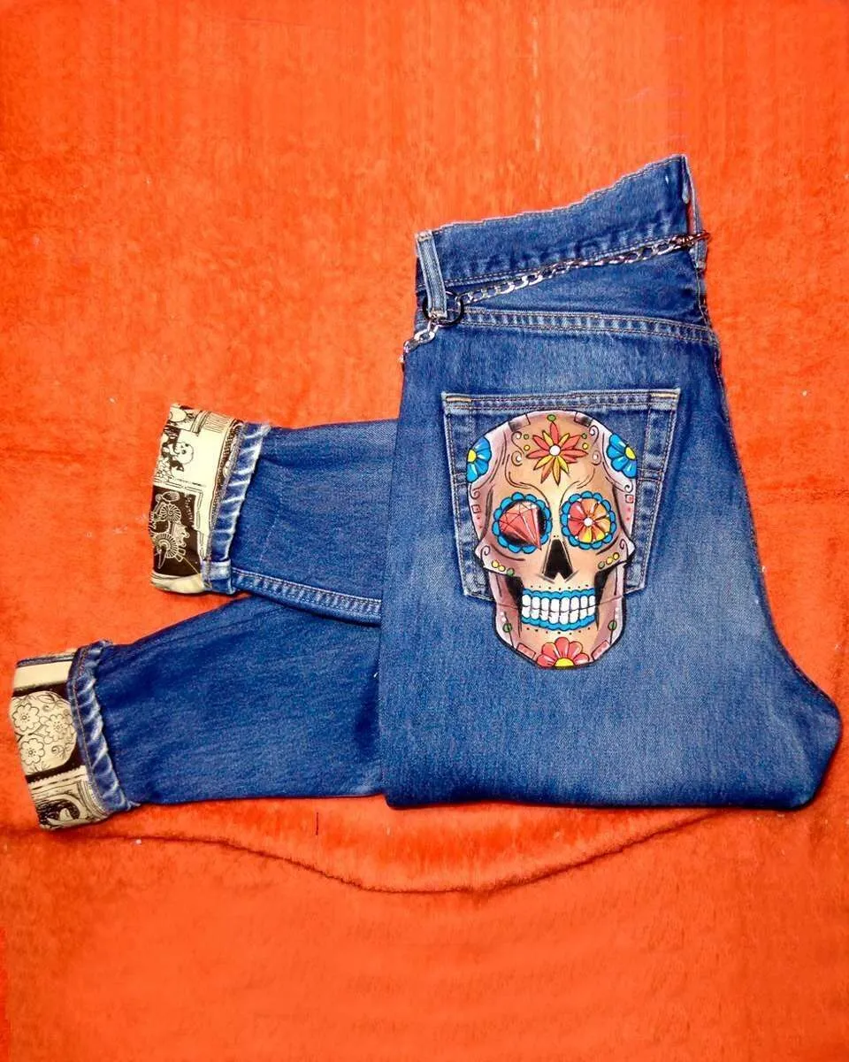 Never Say Never Jeans Levi's Teschio tessuto messicano
