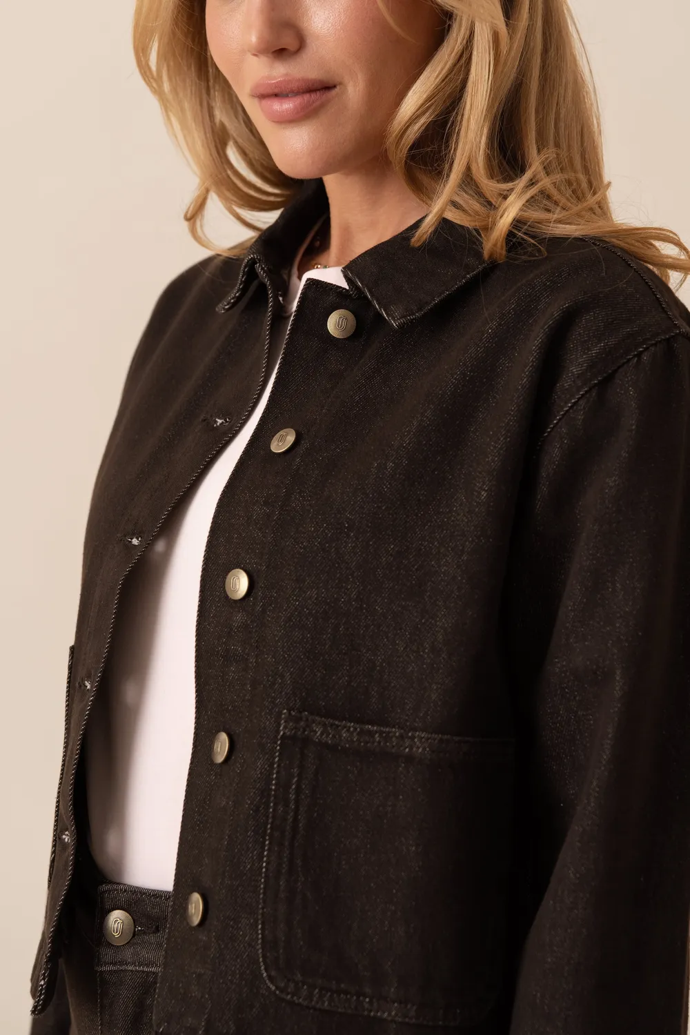 Oraije Vila giacca denim marrone cotone