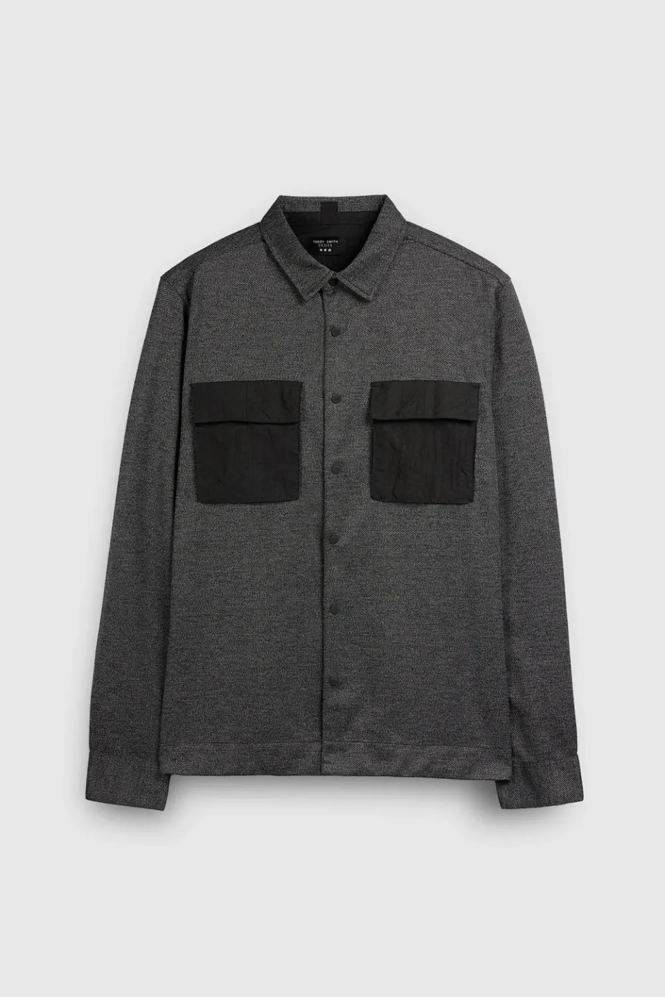 Teddy Smith C-William ML camicia nera bottoni snap