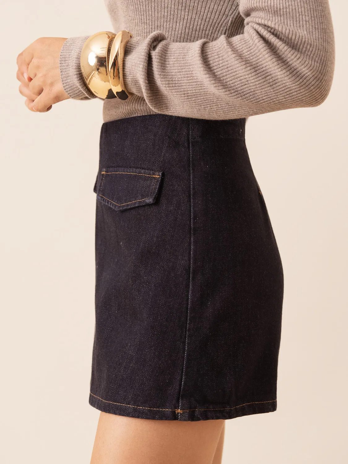 Oraije James gonna shorts minigonna denim grezzo