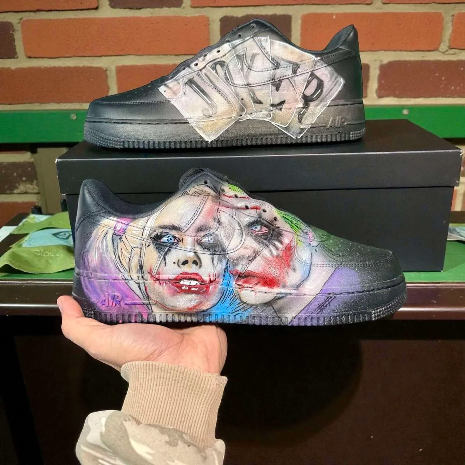 Nike Air Force 1 Black Joker Harley Quinn scarpe dipinte a mano