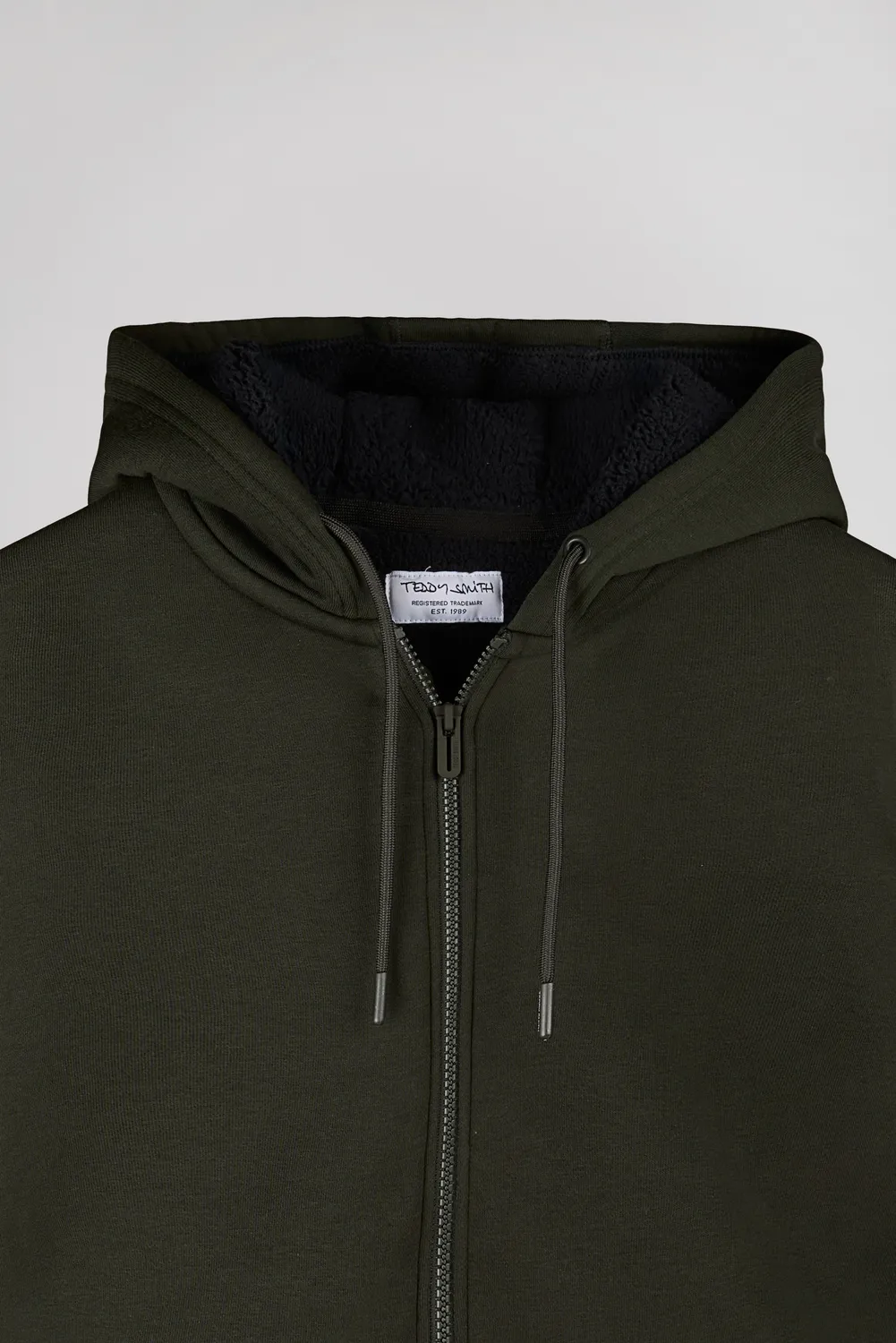 Teddy Smith G-Ony Hoody Zip Gilet Smanicato Deep Kaki Sherpa