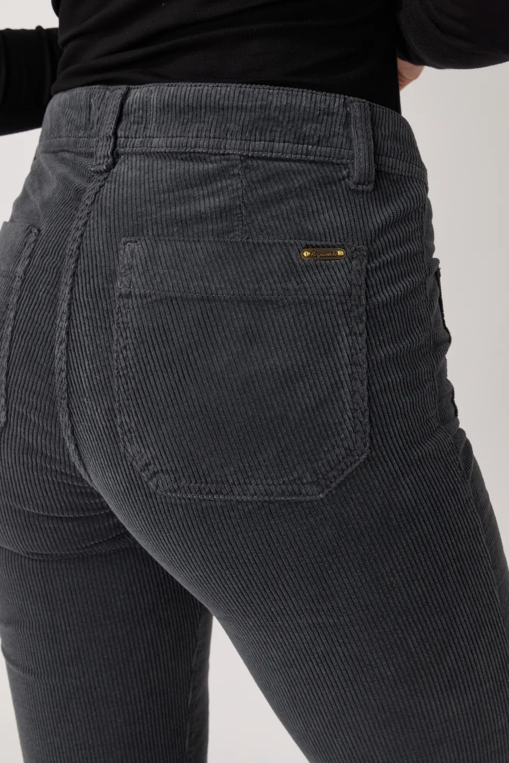 Acquaverde Carlotta Pantaloni Velluto Antracite Cropped