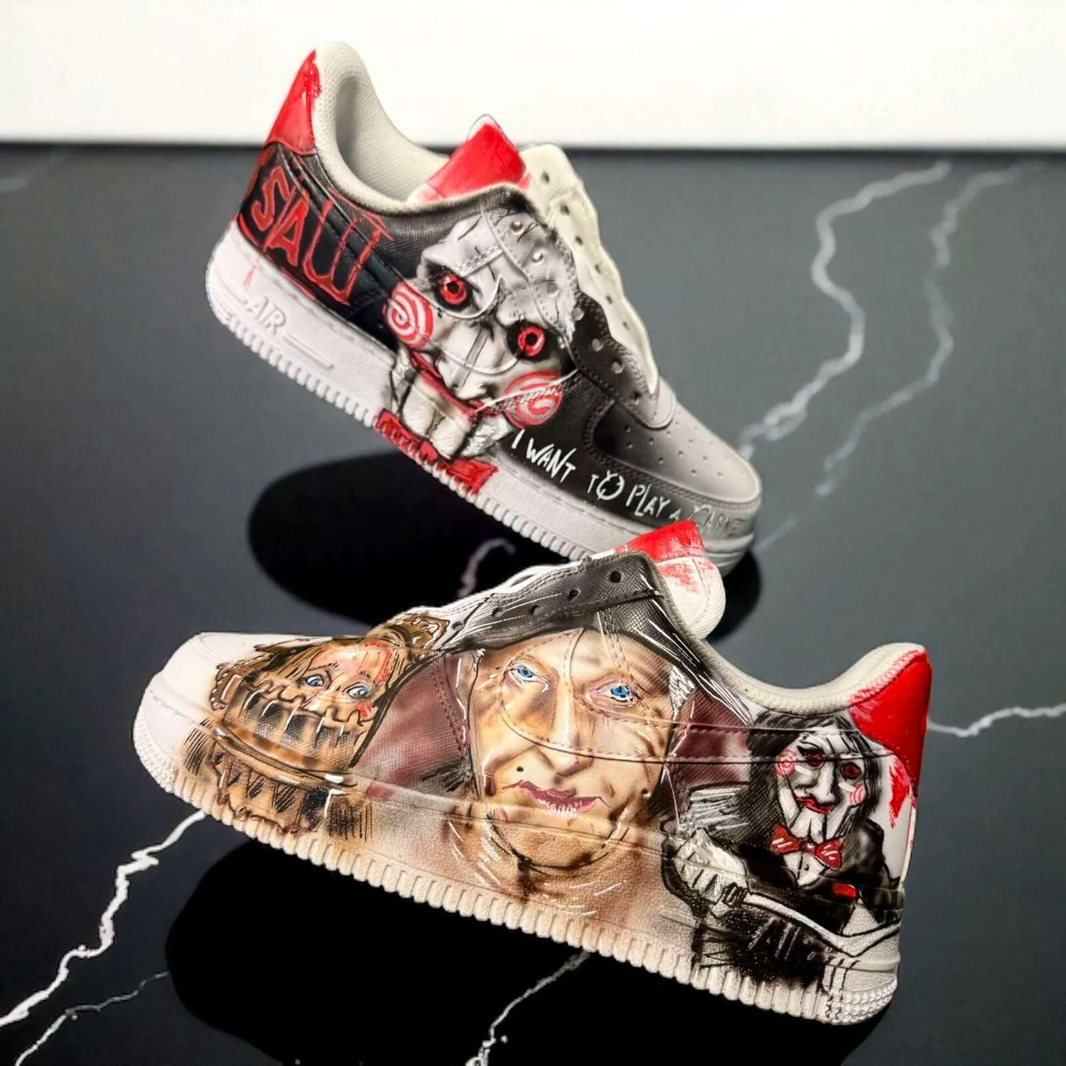 Nike Air Force 1 L’Enigmista sneakers dipinte a mano