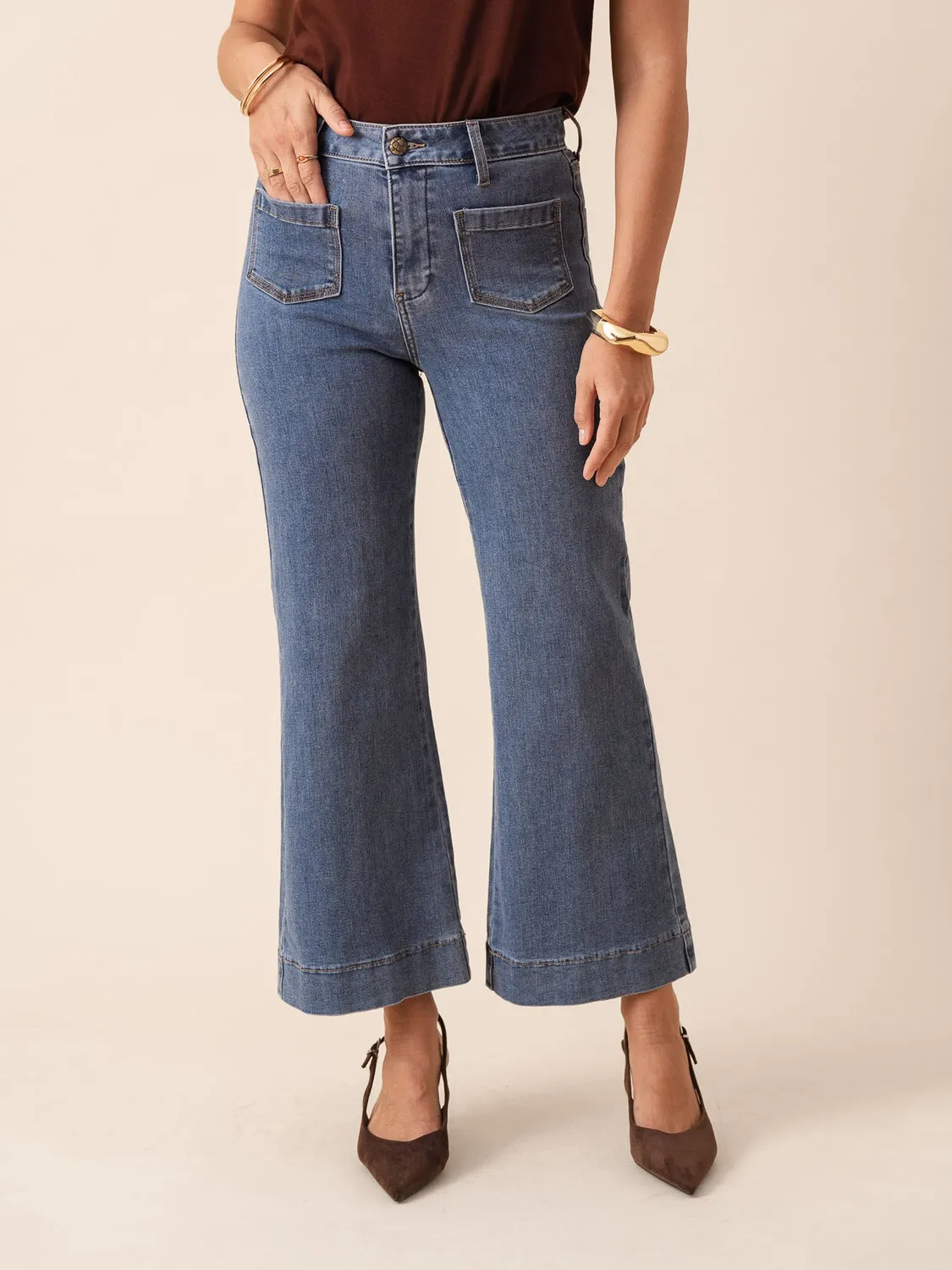 Oraije Gasparette jeans wide blu stone vita alta