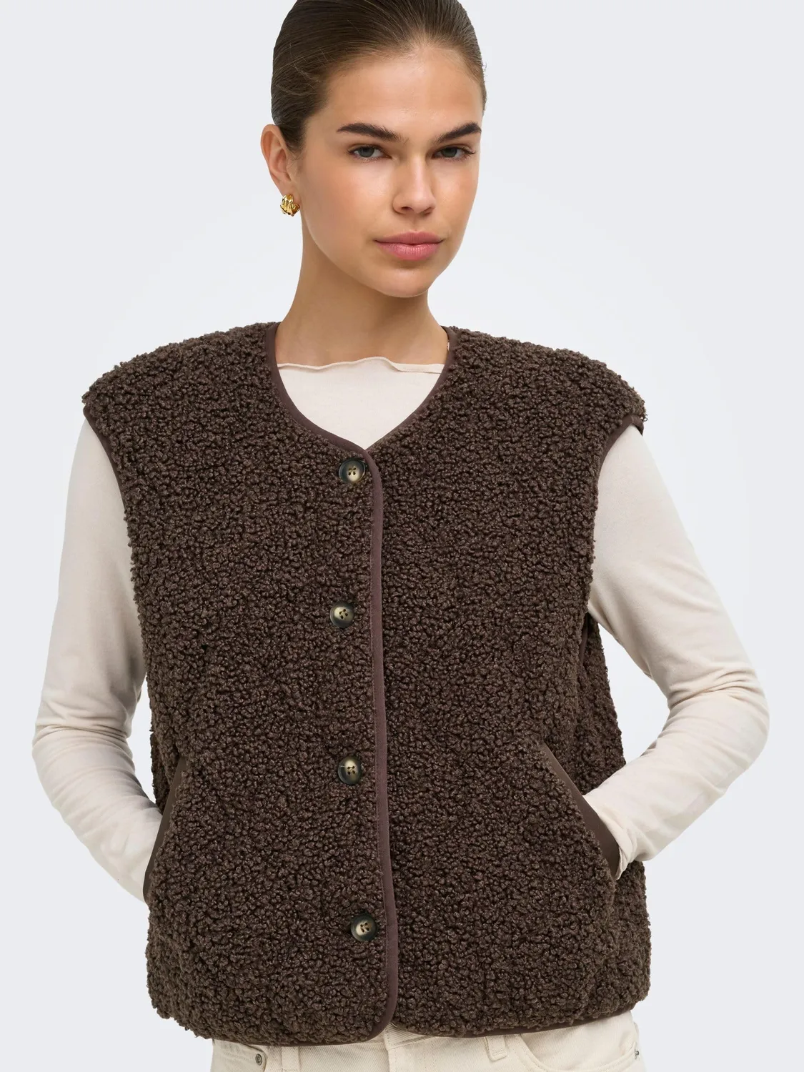 ONLY Onlines cappotto teddy taglia S marrone