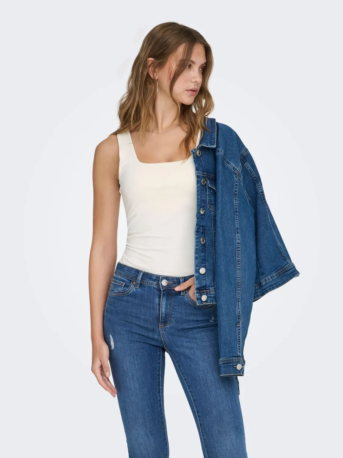 ONLY Onlea top donna canotta scollata tinta unita