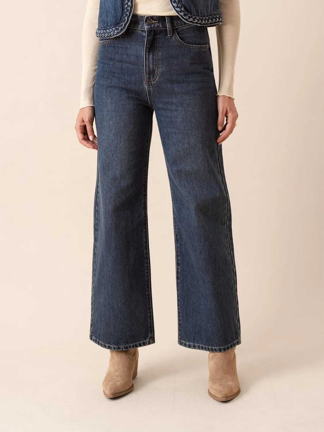Oraije Noa jeans larghi blu scuro cotone