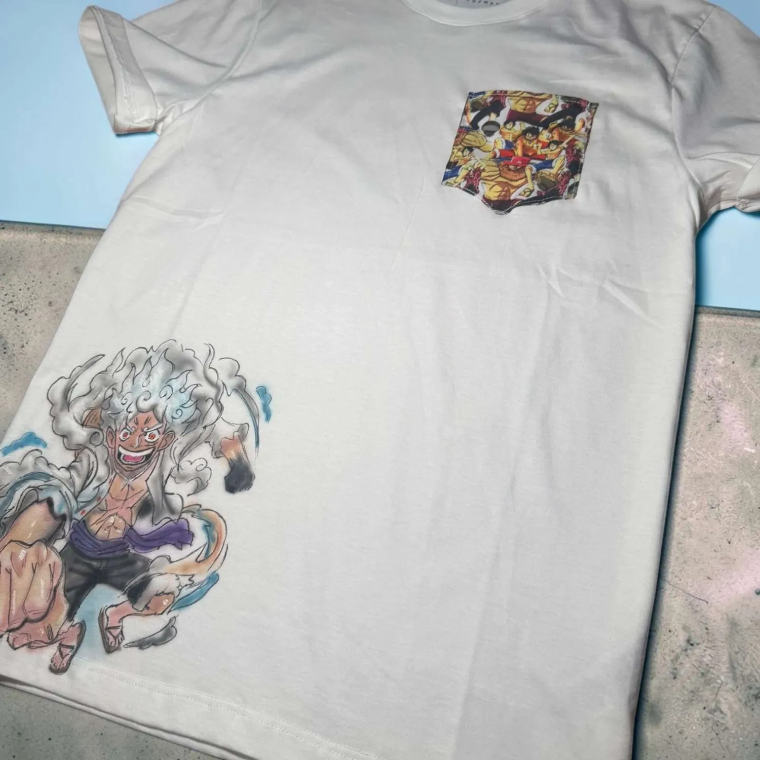 Never Say Never Luffy t-shirt dipinta a mano con tessuto