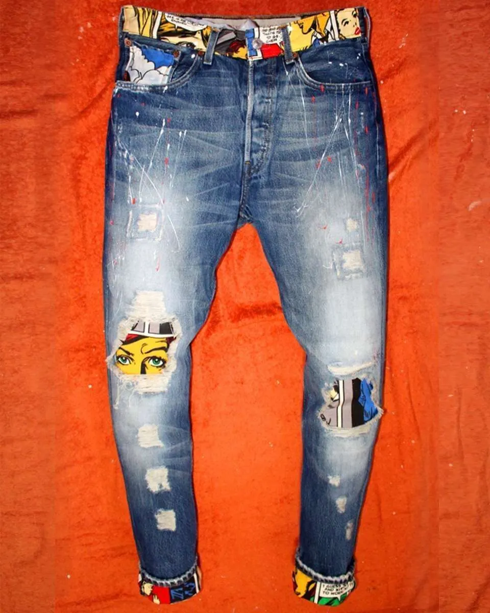 Levi's Vintage Pennywise jeans dipinti a mano IT