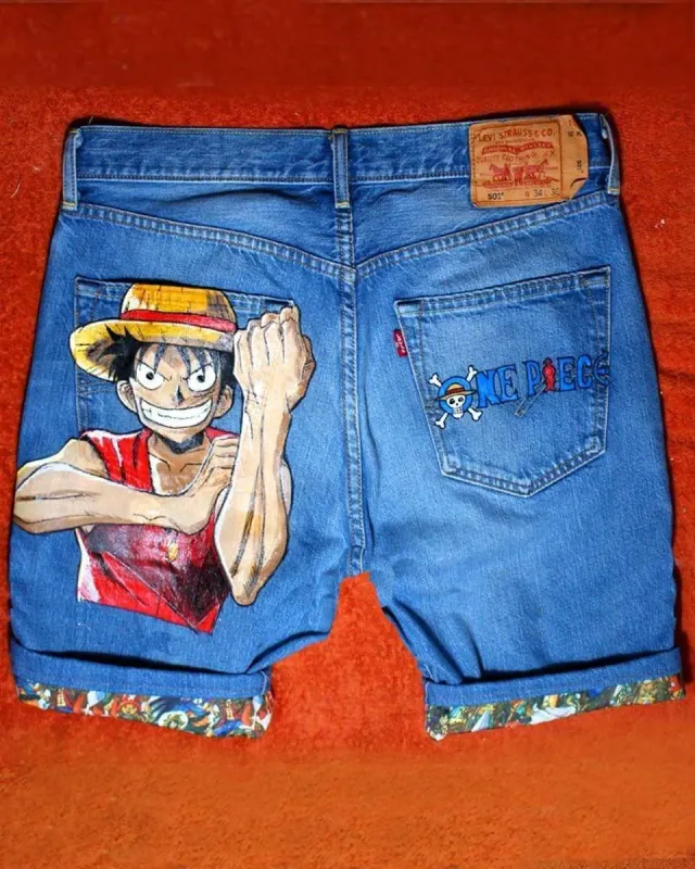 Levi's Vintage Luffy One Piece bermuda dipinto a mano