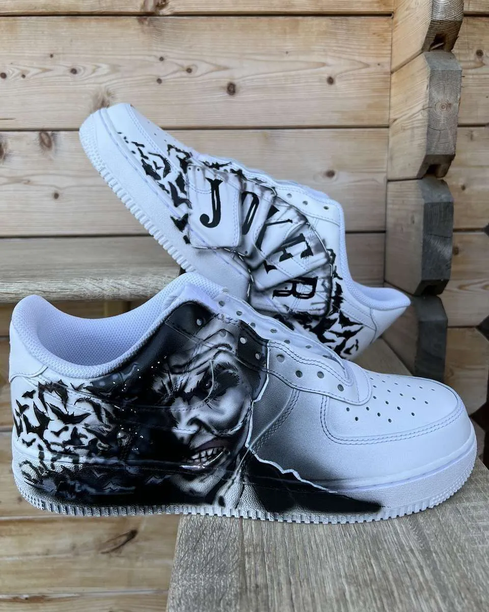 Never Say Never Air Force 1 Joker Carte Sneakers Dipinte a Mano