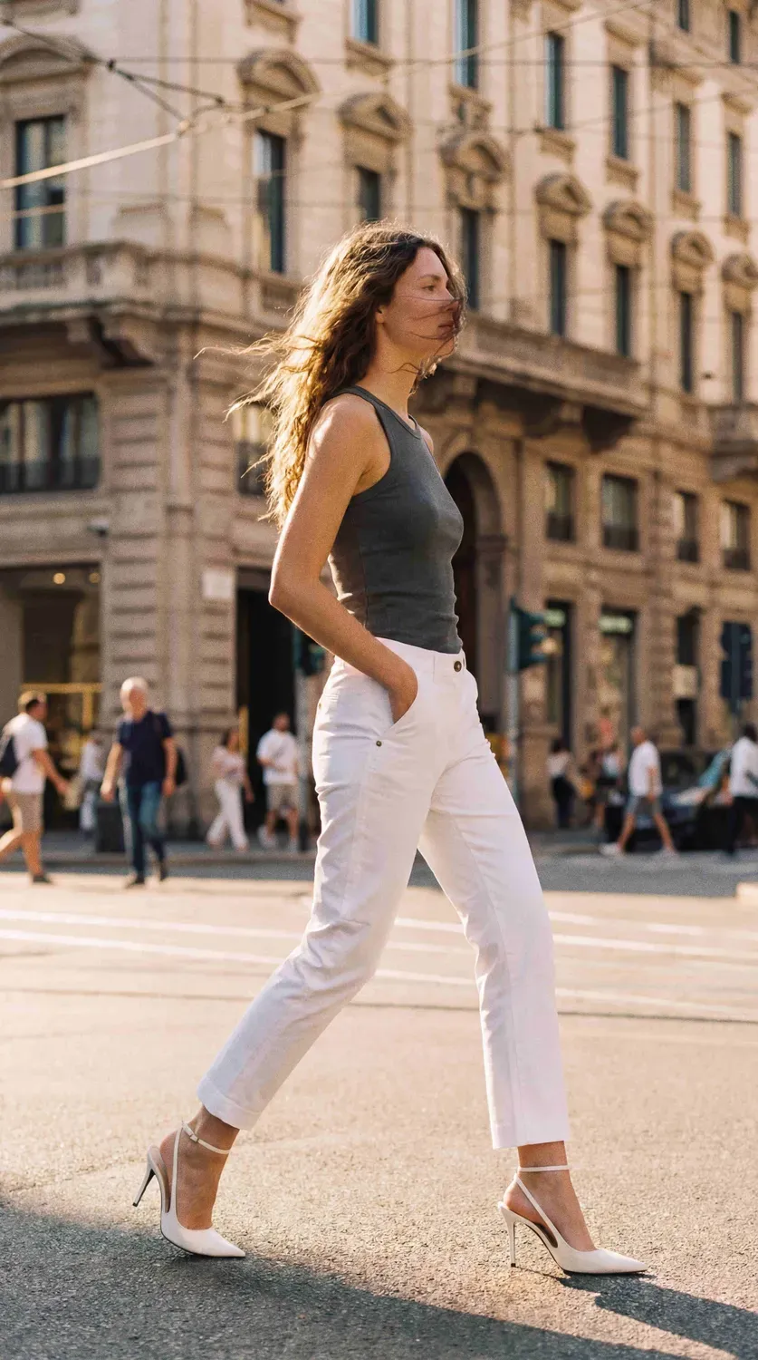 Mason's New York Slim chino donna bianco slim