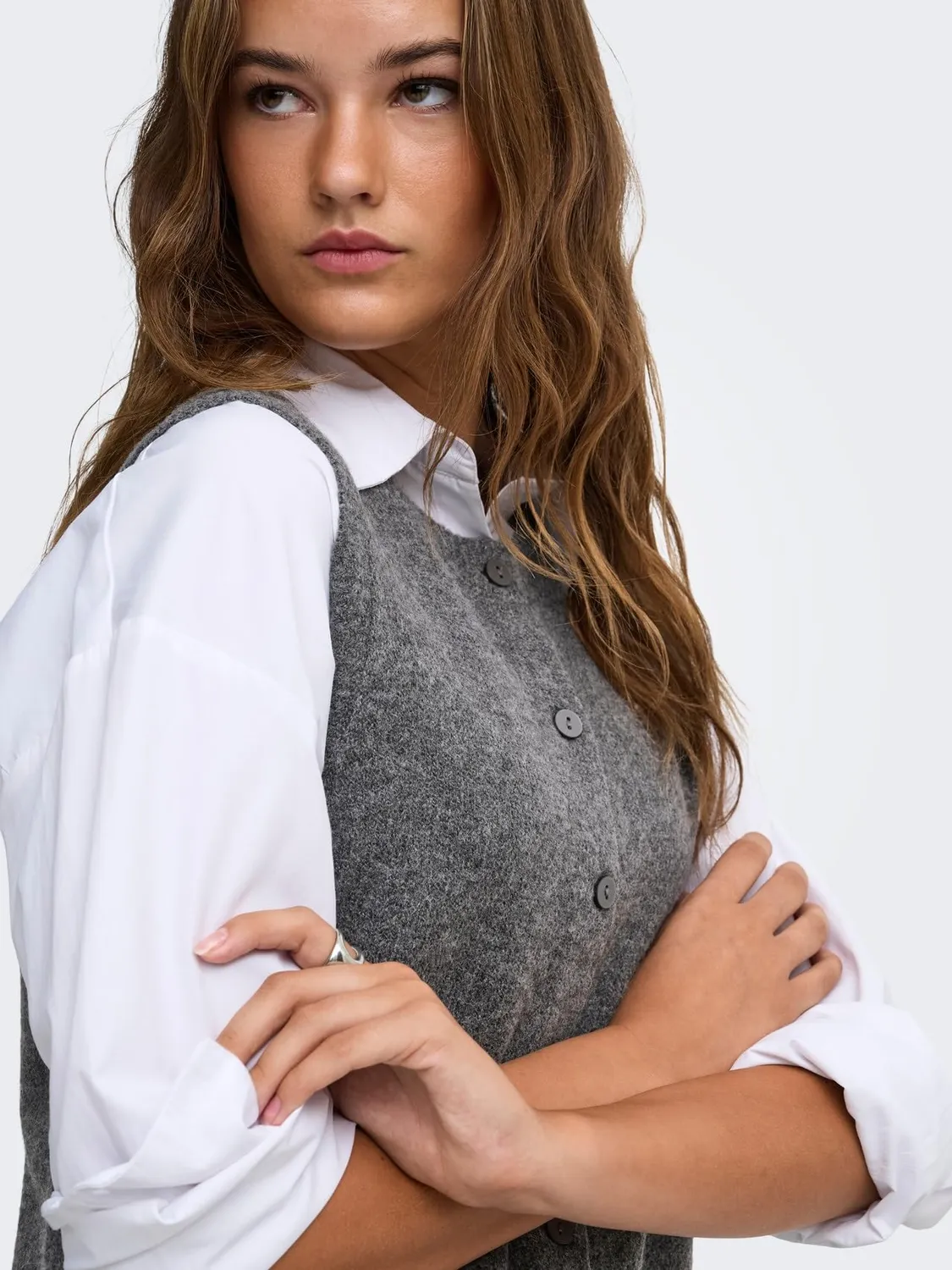 ONLY ONLOLIVIA gilet smanicato grigio XL