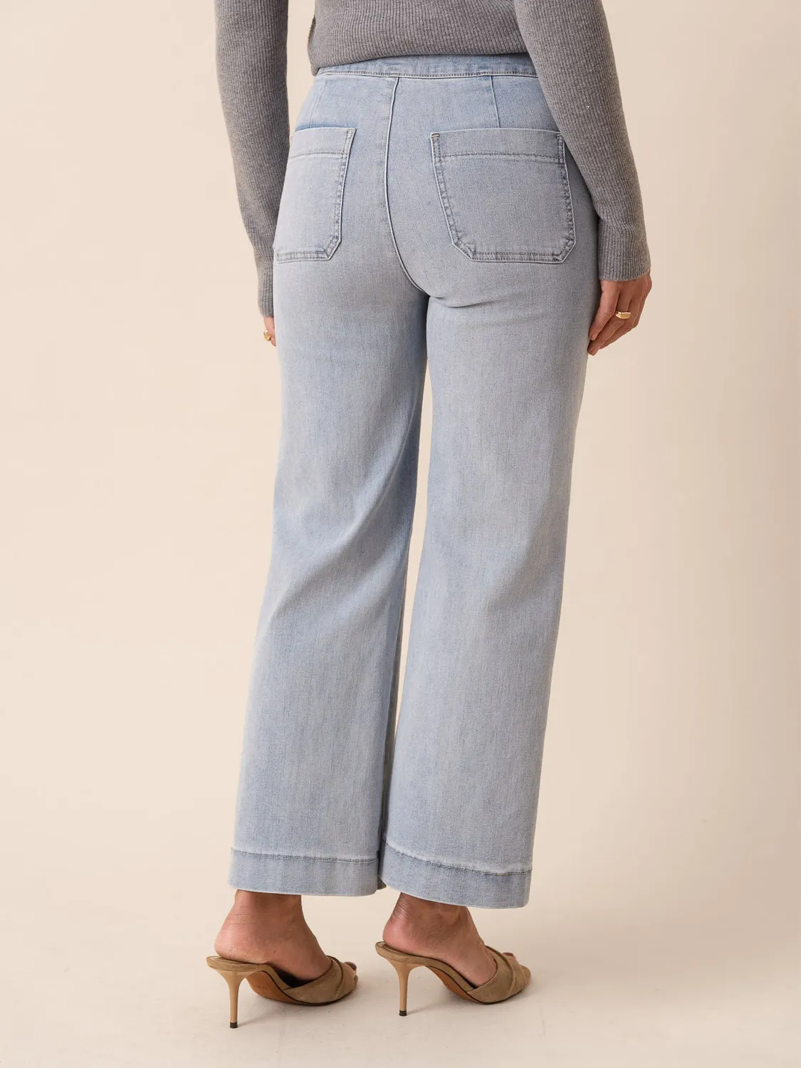 Oraije Victorine jeans wide azzurro bottoni