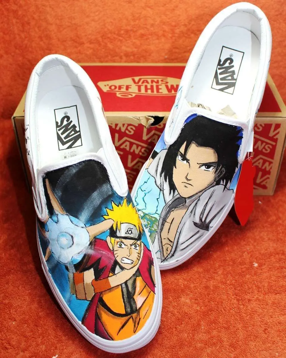 Vans Slip-On sneakers dipinte a mano Naruto Sasuke