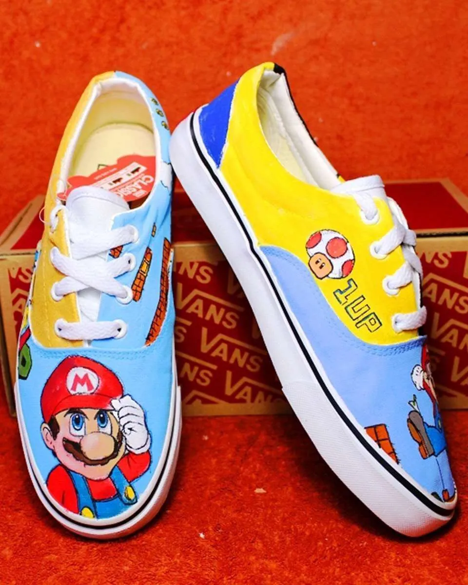 Never Say Never Slip-On Super Mario Bros vans dipinte