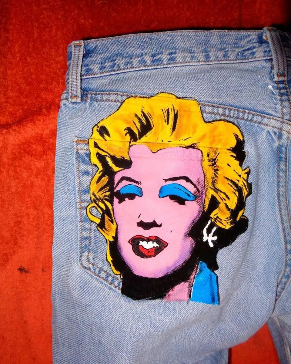 Never Say Never Levi's Vintage Marilyn Monroe jeans dipinti pop art