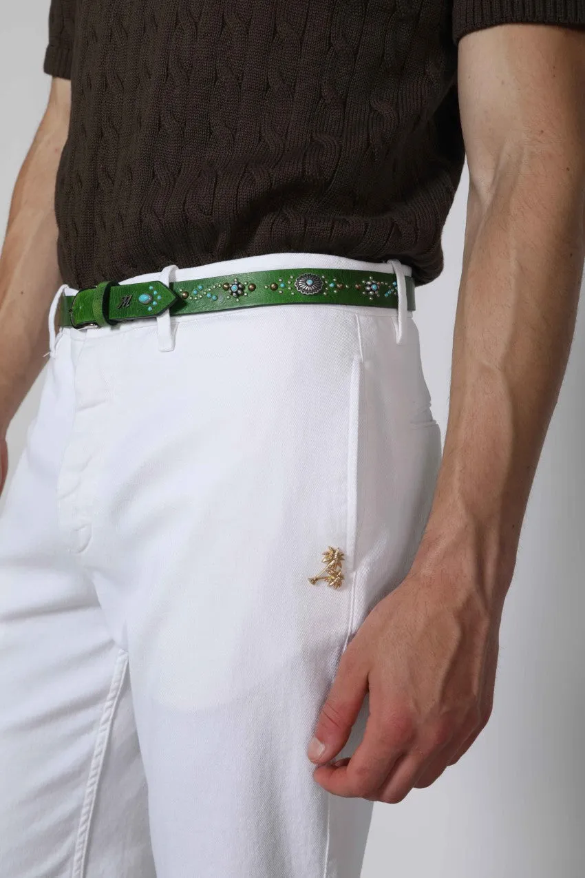 Mason's Boston cintura pelle verde borchie