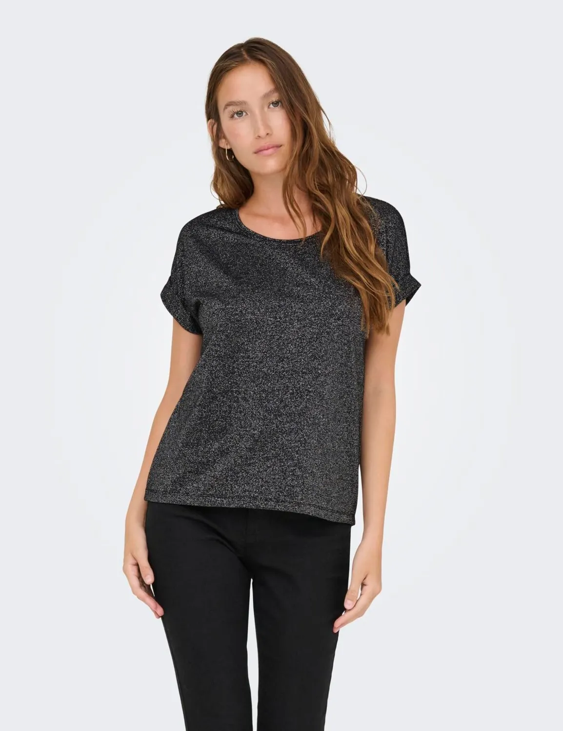 ONLY Onlmoster top jersey glitter manica corta XL