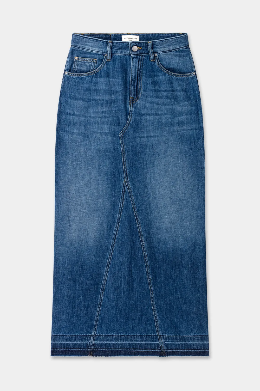 acquaverde Silva gonna in jeans Worn sfrangiata