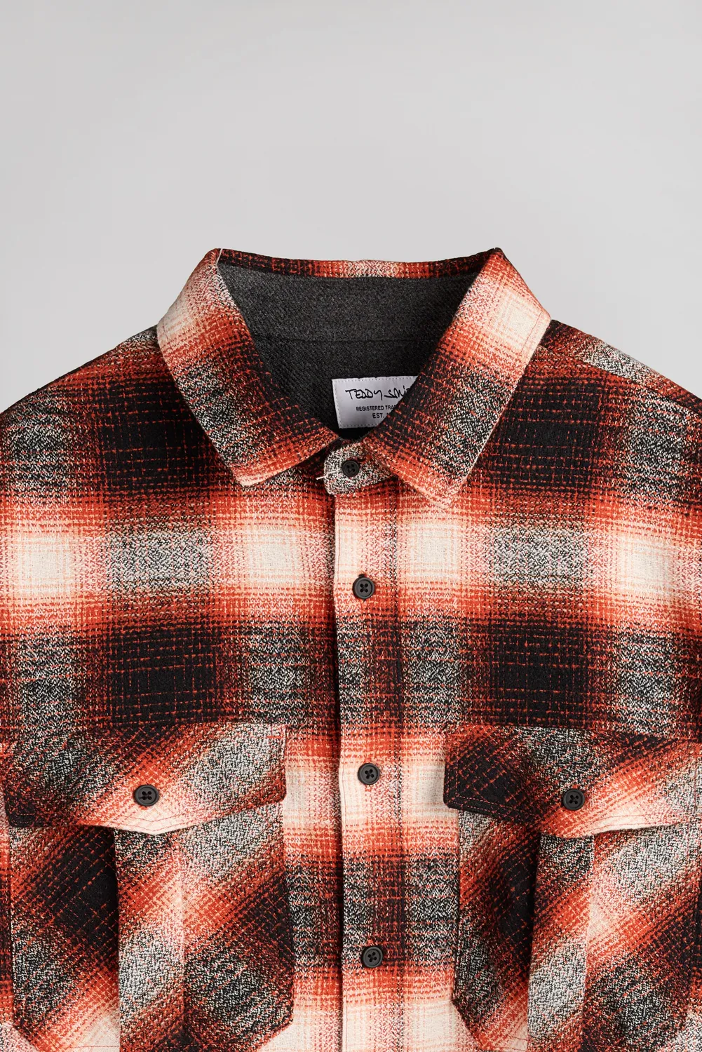Teddy Smith C-Peak Camicia Quadri Arancione Uomo