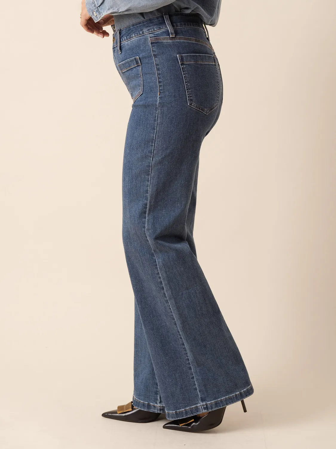 Oraije Gaspard jeans wide blu scuro vita cintrata