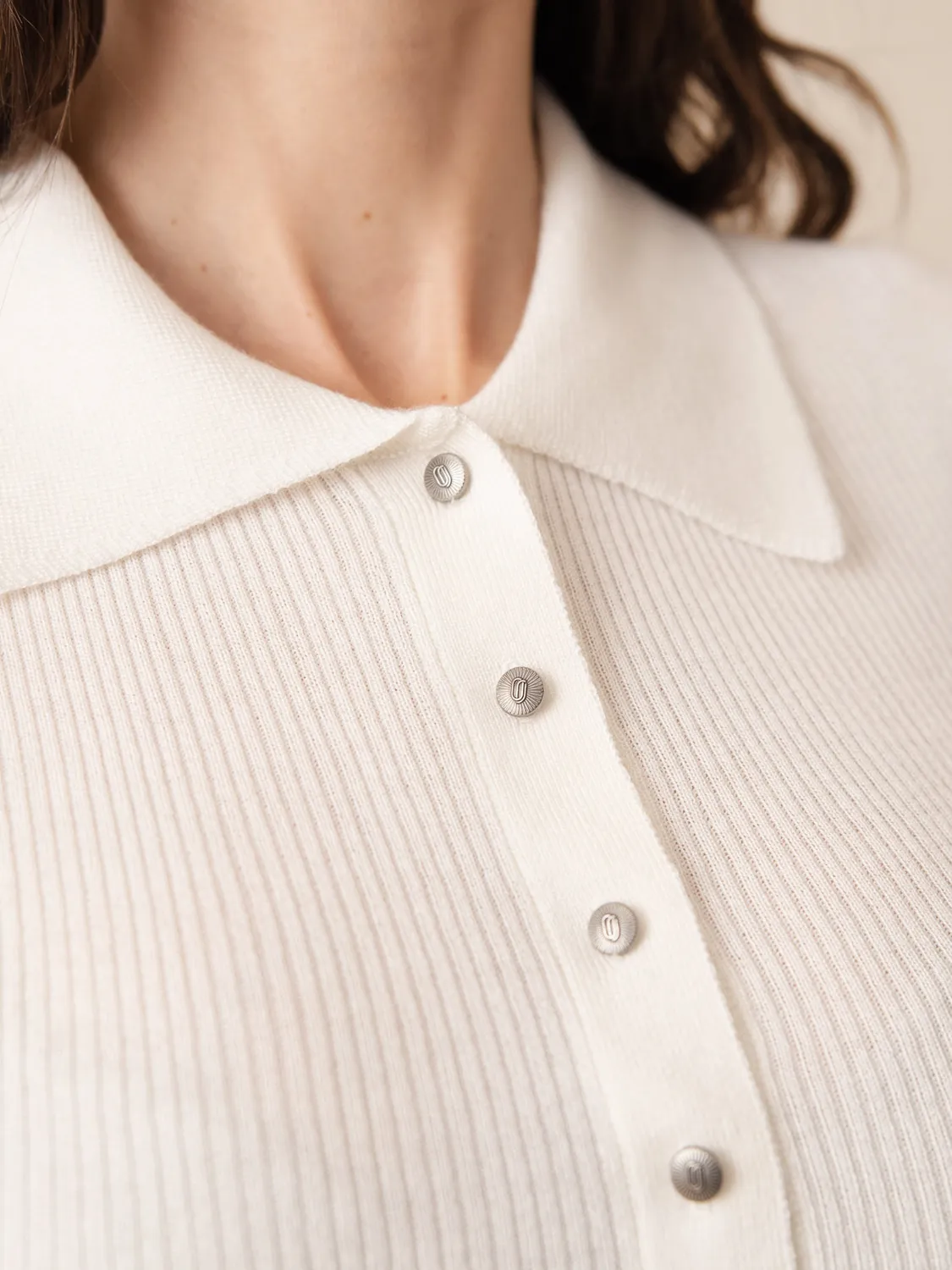 Oraije Méline polo in maglia ecru