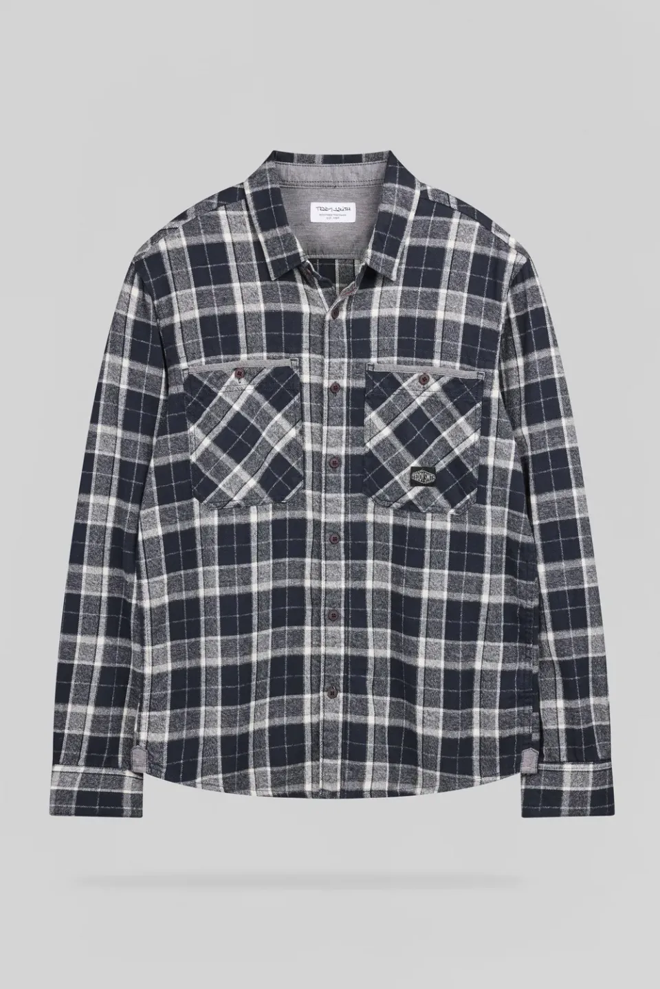 Teddy Smith Trent Camicia Quadri Uomo Dark Navy Twill Cotone