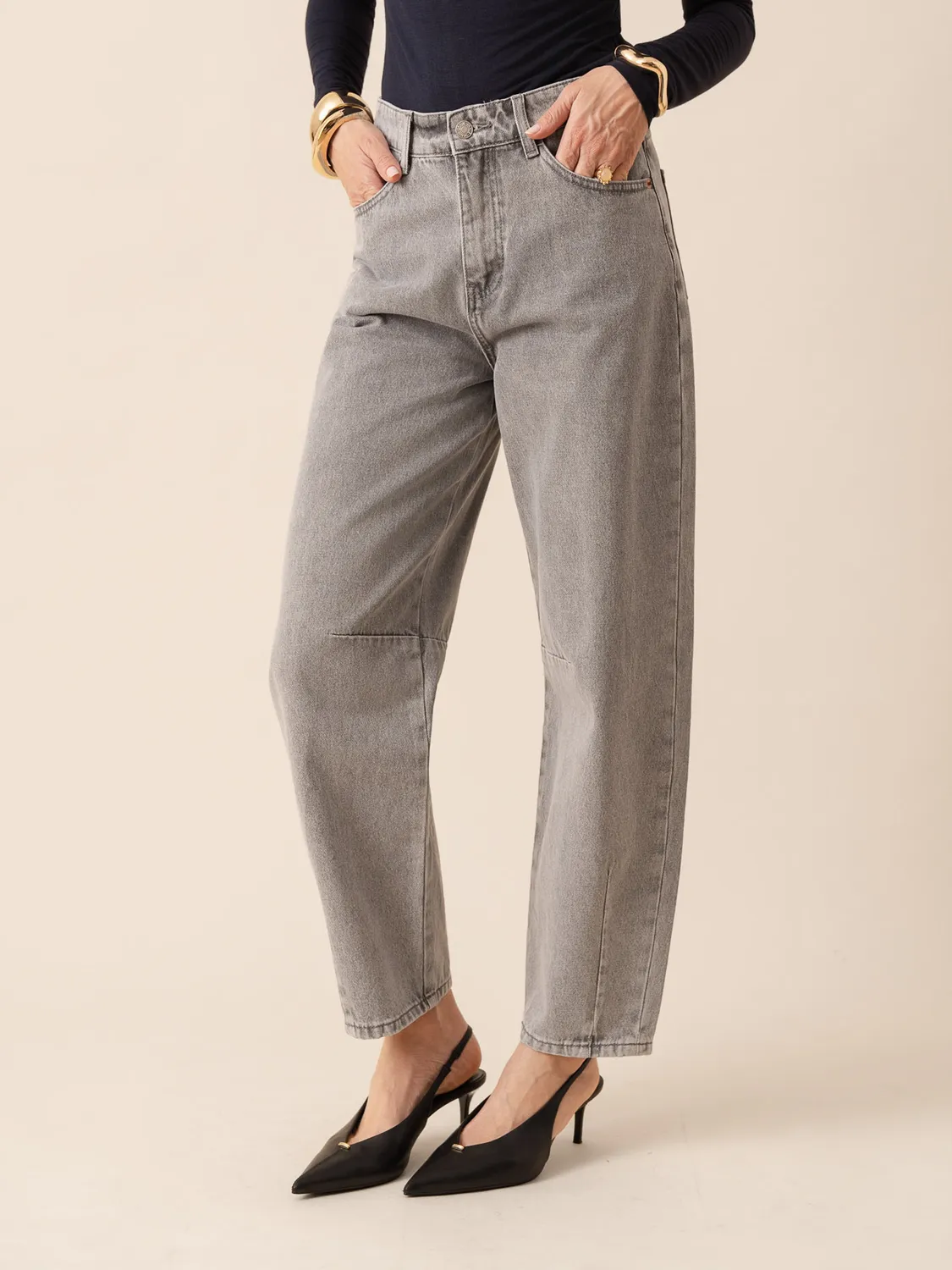 Oraije Brandy jeans balloon grigio chiaro