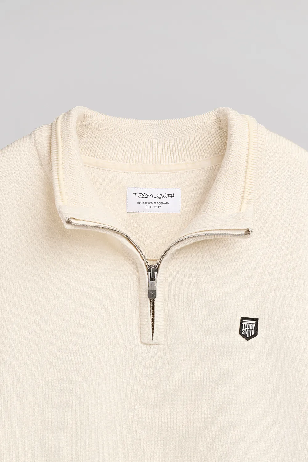 Teddy Smith P-Marty 2 maglione cream collo alto zip maglia fine