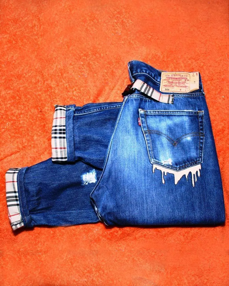 Levi's Vintage Burberry tasconi jeans con tessuto