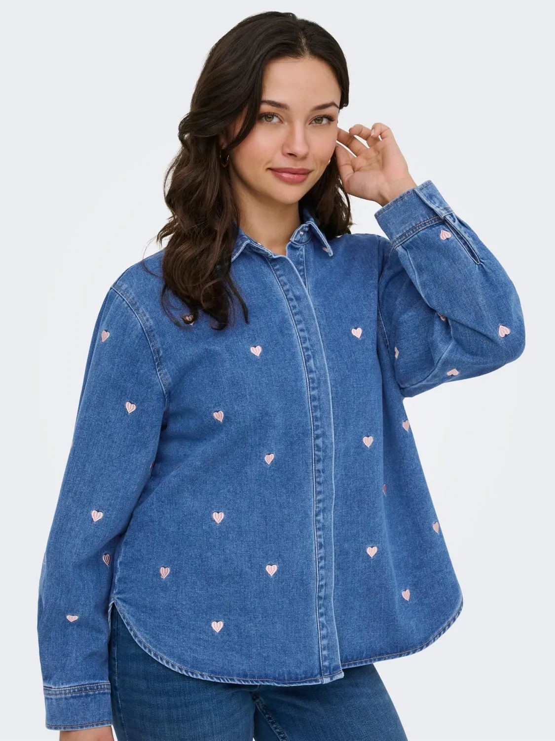 ONLY ONLVera camicia denim cuore L azzurra